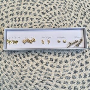 Set of five gold toned earring set